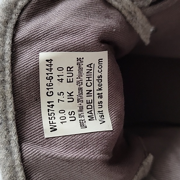 Keds Metallic Dot Gray Wool Shoes High Top Sneakers Classic Lace Up/Size 10. - Picture 9 of 10